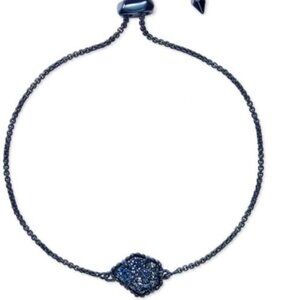Kendra Scott Theo Navy Gunmetal with Blue Drusy Stone Adjustable Bracelet
